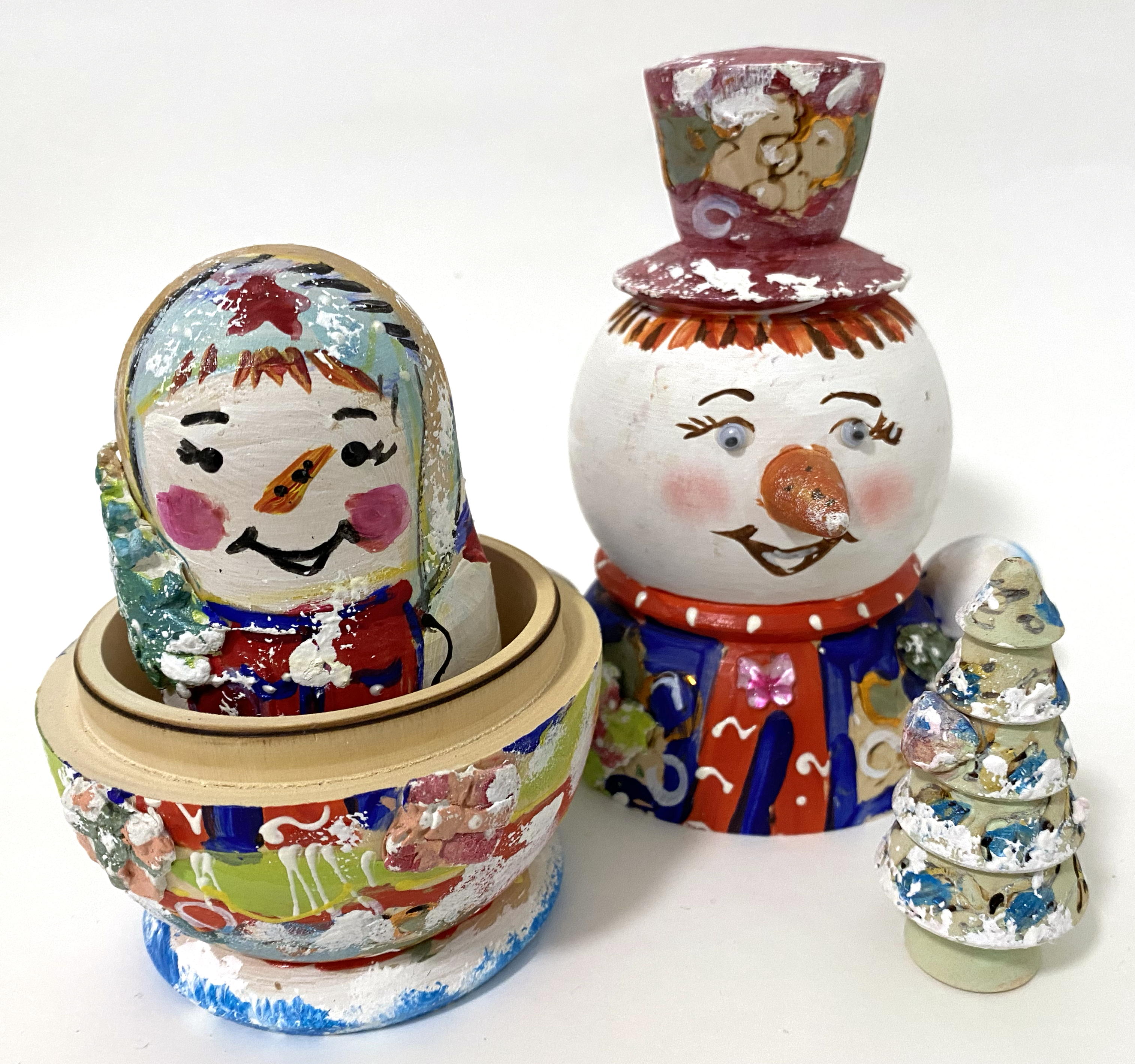 Snowman Christmas Nesting Dolls - 3 Piece Set